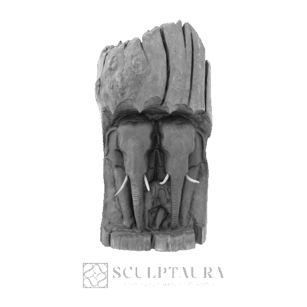 Asian Elephants Carving - Picture 1