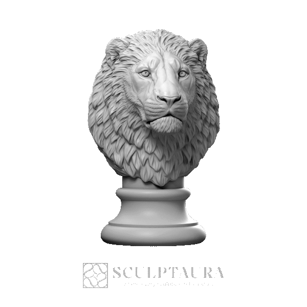 Lion Head Statue Animal Sculpture - Picture 1