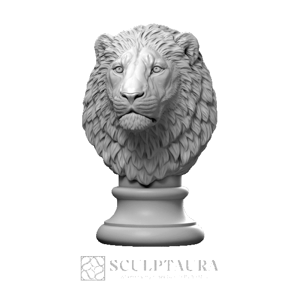 Lion Head Statue Animal Sculpture - Picture 3