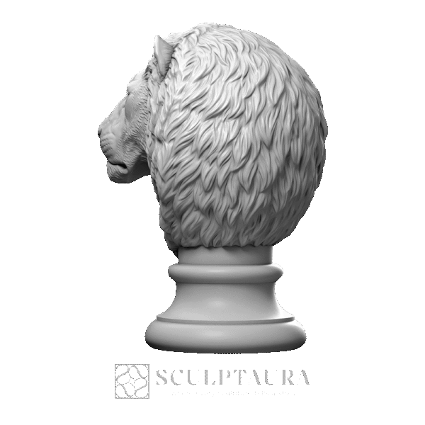 Lion Head Statue Animal Sculpture - Picture 4