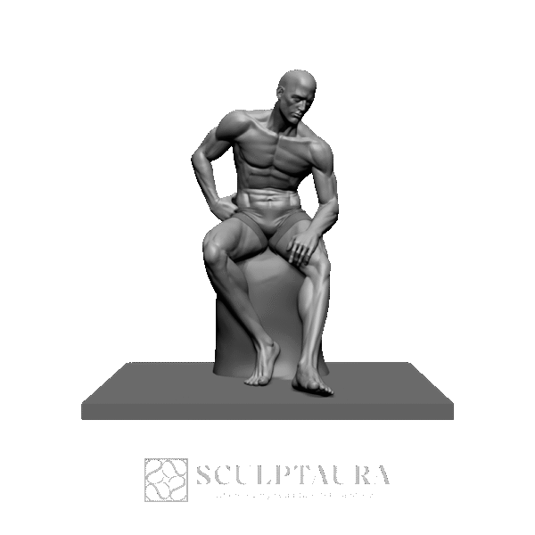 Male Sitting Portrait Sculpture - Picture 1
