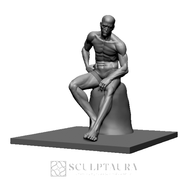 Male Sitting Portrait Sculpture - Picture 3