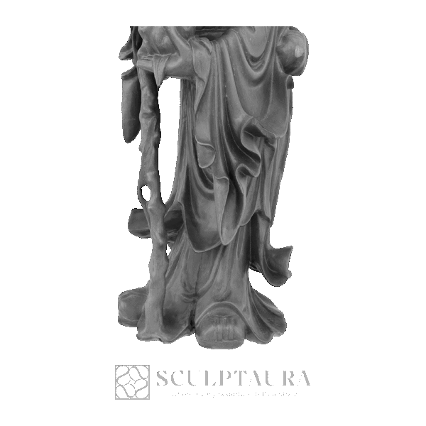 Sculpture Japanese Old Man with Walking Cane - Picture 2