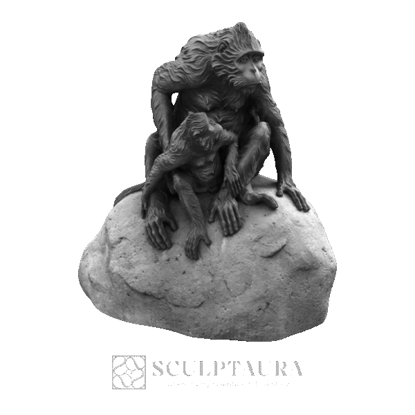 Sculpture Monkeys on Rock - Picture 1